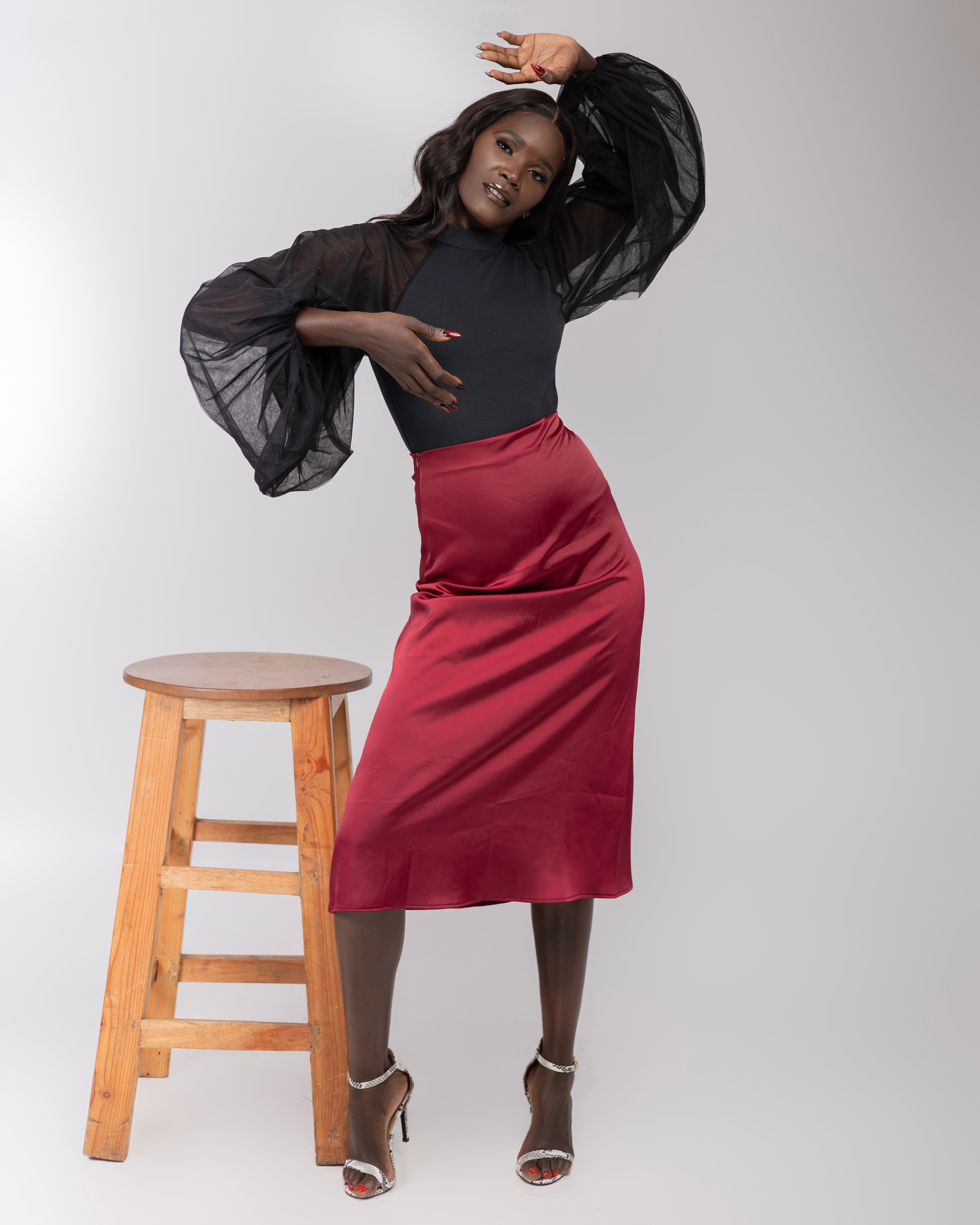 Nuru slip skirt Burgundy