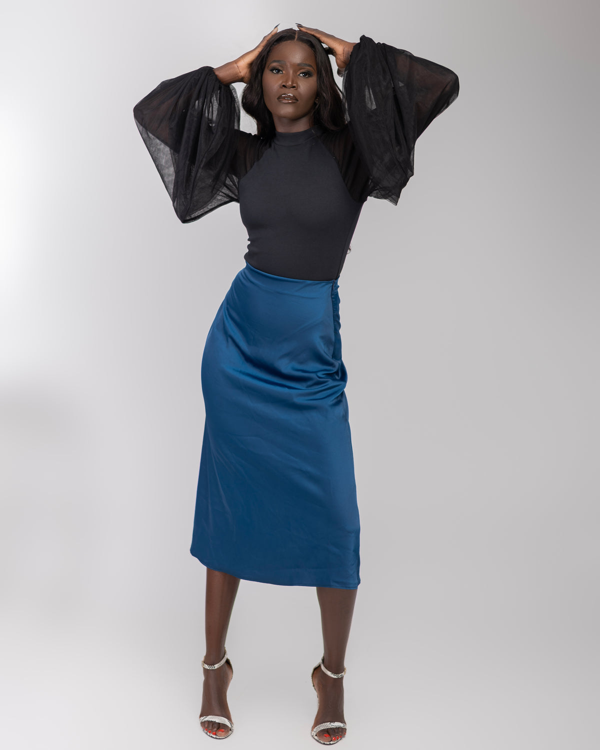 Nuru slip skirt blue