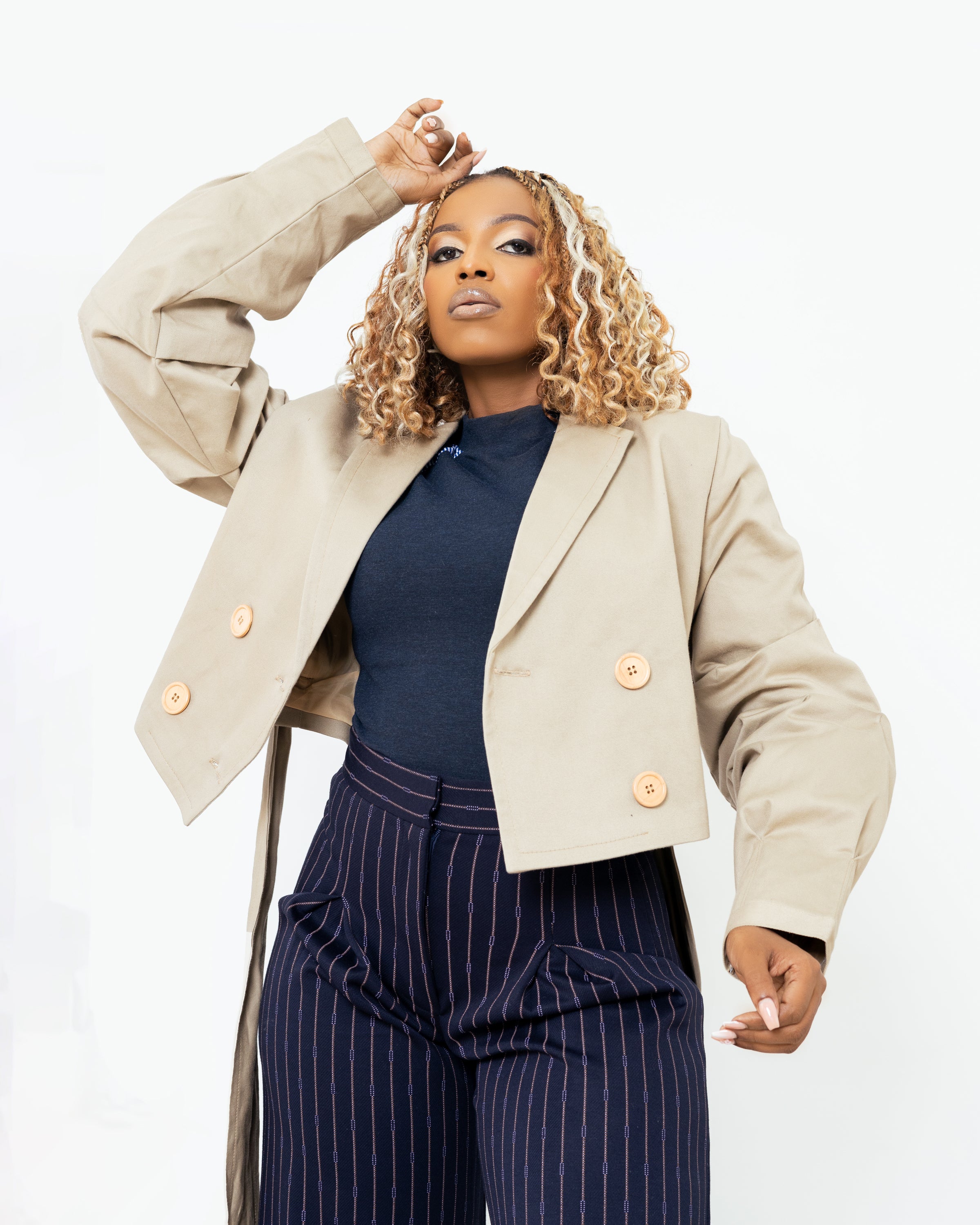 Harvey Crop Coat Khaki