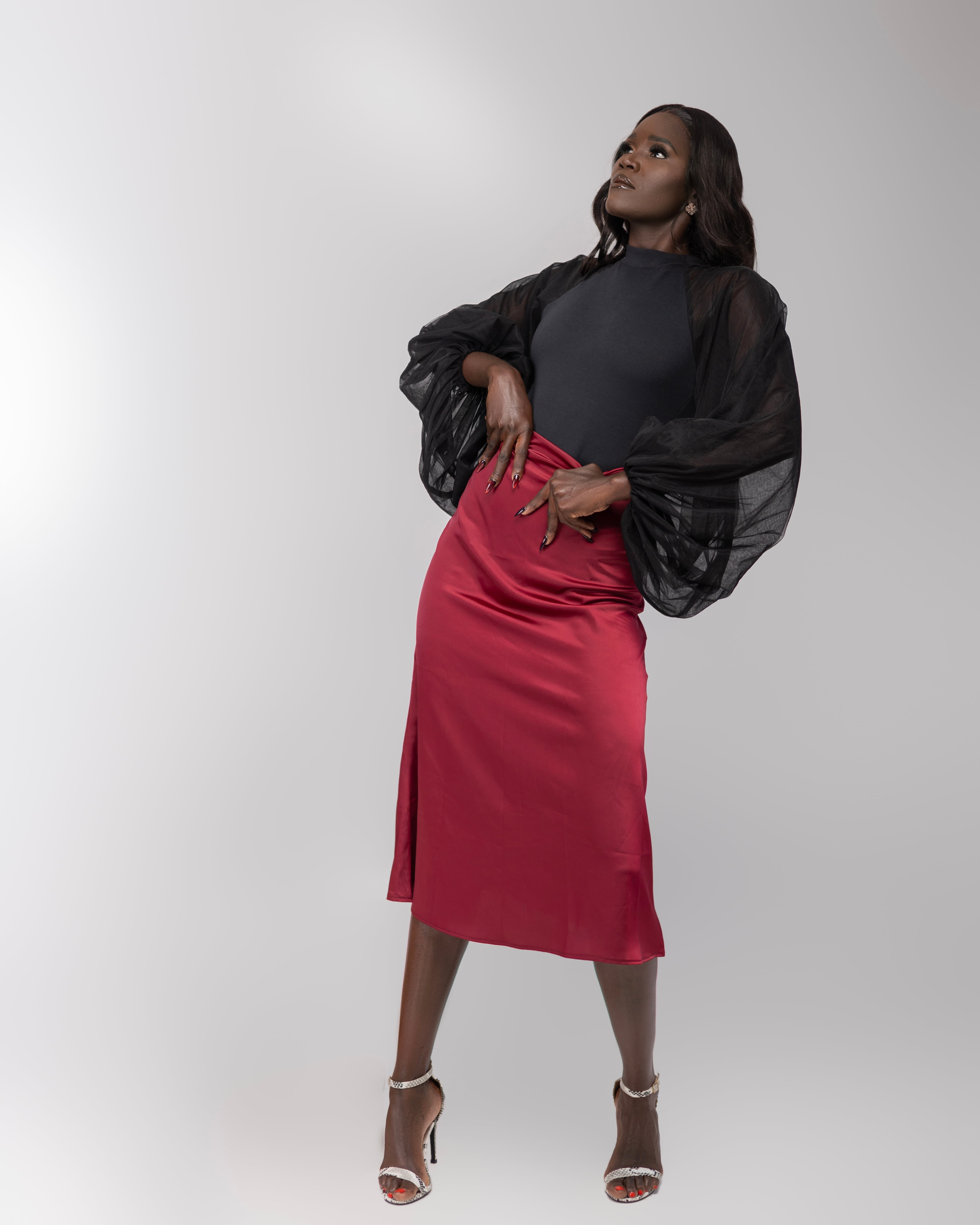 Nuru slip skirt Burgundy