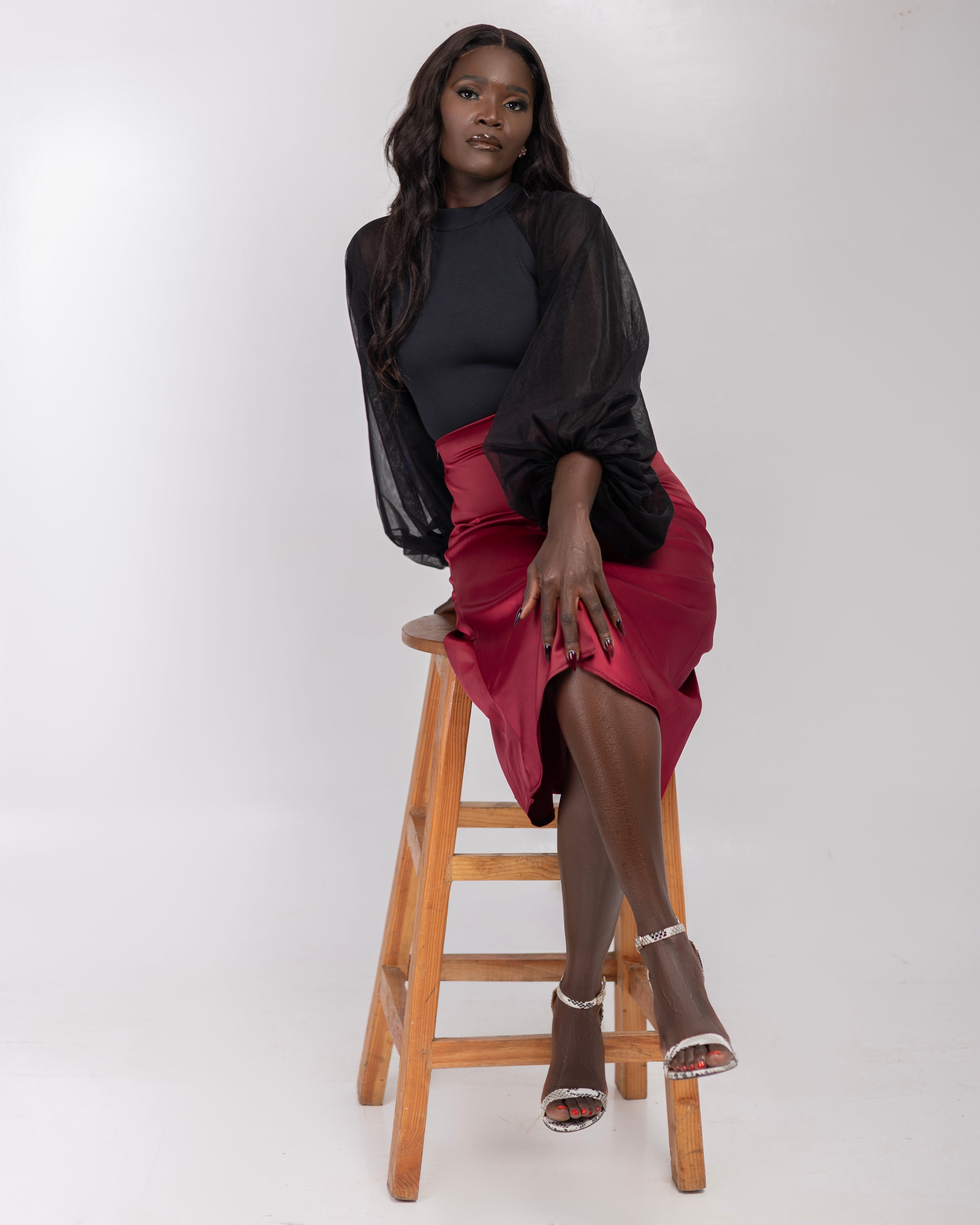 Nuru slip skirt Burgundy