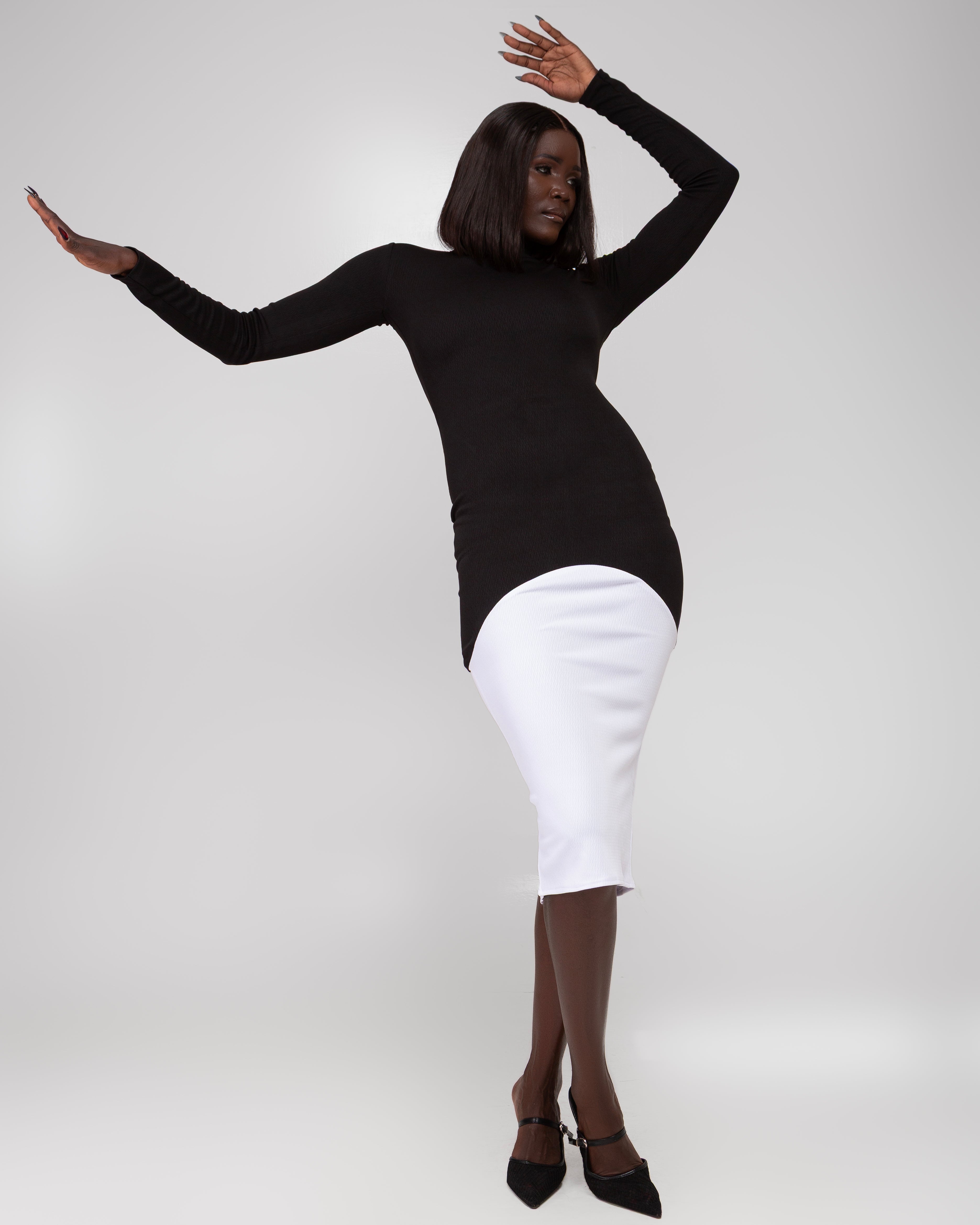 Umma Monochrome Midi Dress